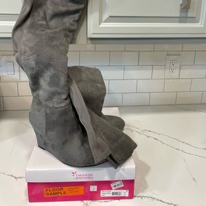Grey micro suede over the knee boots. Chinese Laundry.